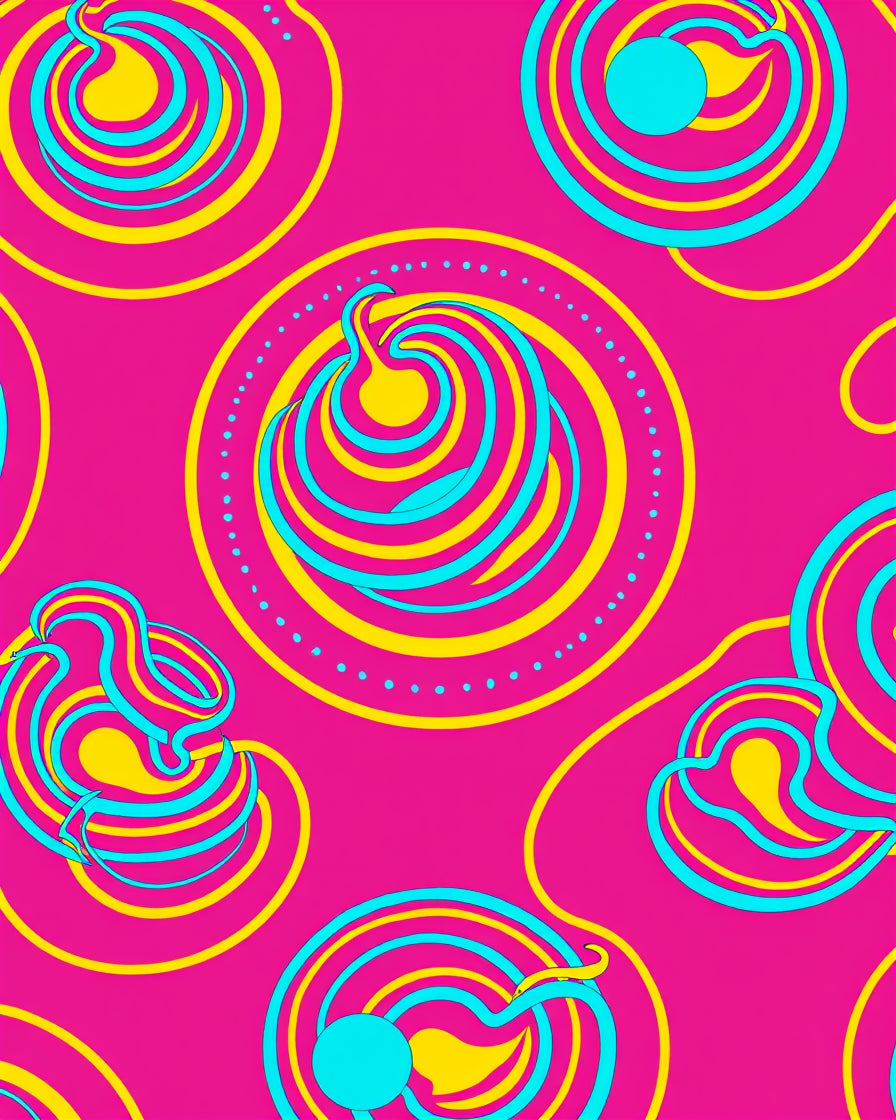 Vivid Pink Swirls With Yellow Blue Accents Rug