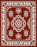 Ornate Red Cream Medallion Pattern Rug