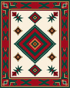 Traditional Geometric Diamond Tribal Folk Rug
