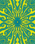 Radiant Teal Yellow Swirl Pattern Rug