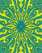 Radiant Teal Yellow Swirl Pattern Rug
