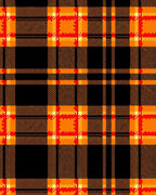 Bold Orange Red Black Plaid Design Rug