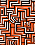 Bold Orange Geometric Maze Pattern Rug