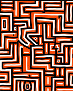 Bold Orange Geometric Maze Pattern Rug
