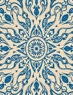 Blue Cream Intricate Mandala Design Rug