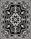 Ornate Black White Floral Pattern Rug
