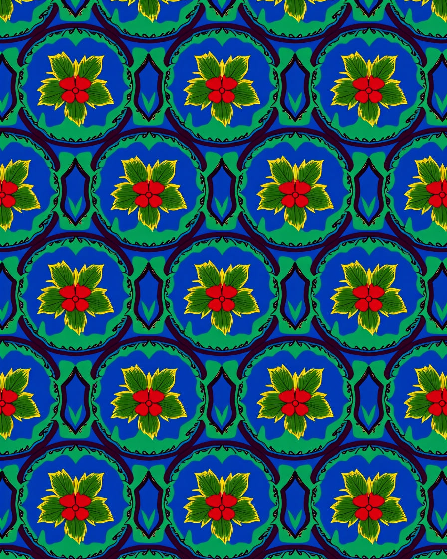 Vibrant Floral Medallion Pattern Design Rug