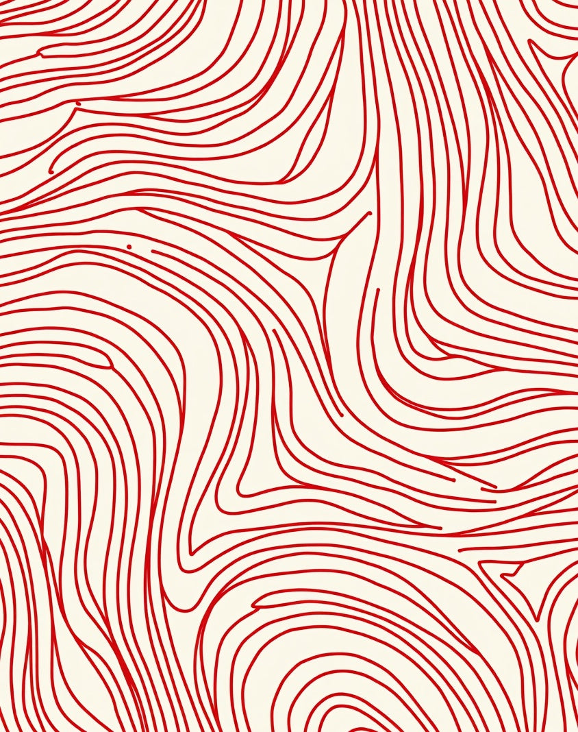 Red Swirls Organic Abstract Pattern Rug