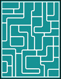 Teal White Interlocking Geometric Pattern Rug