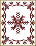 Crimson Snowflakes Border Yellow Accent Rug