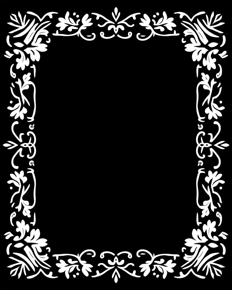 White Ornate Floral Border Design Rug
