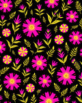 Bold Pink Yellow Floral Pattern Rug