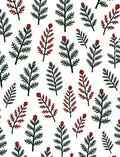 Dark Pine Red Berry Botanical Sparse Rug