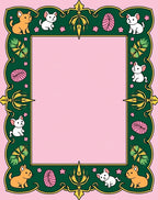 Playful Puppies Green Geometric Frame Rug