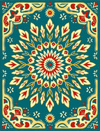 Ornate Red Yellow Stylized Floral Rug