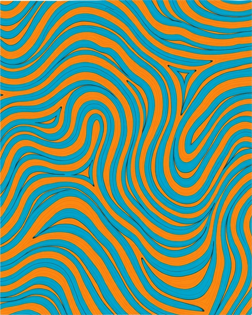 Flowing Orange Teal Abstract Pattern Rug