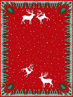 Festive Red Deer Snowflake Pattern Rug