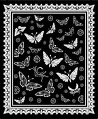 White Butterflies Floral Motif Design Rug