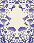 Enchanting Purple Mushroom Butterfly Border Rug