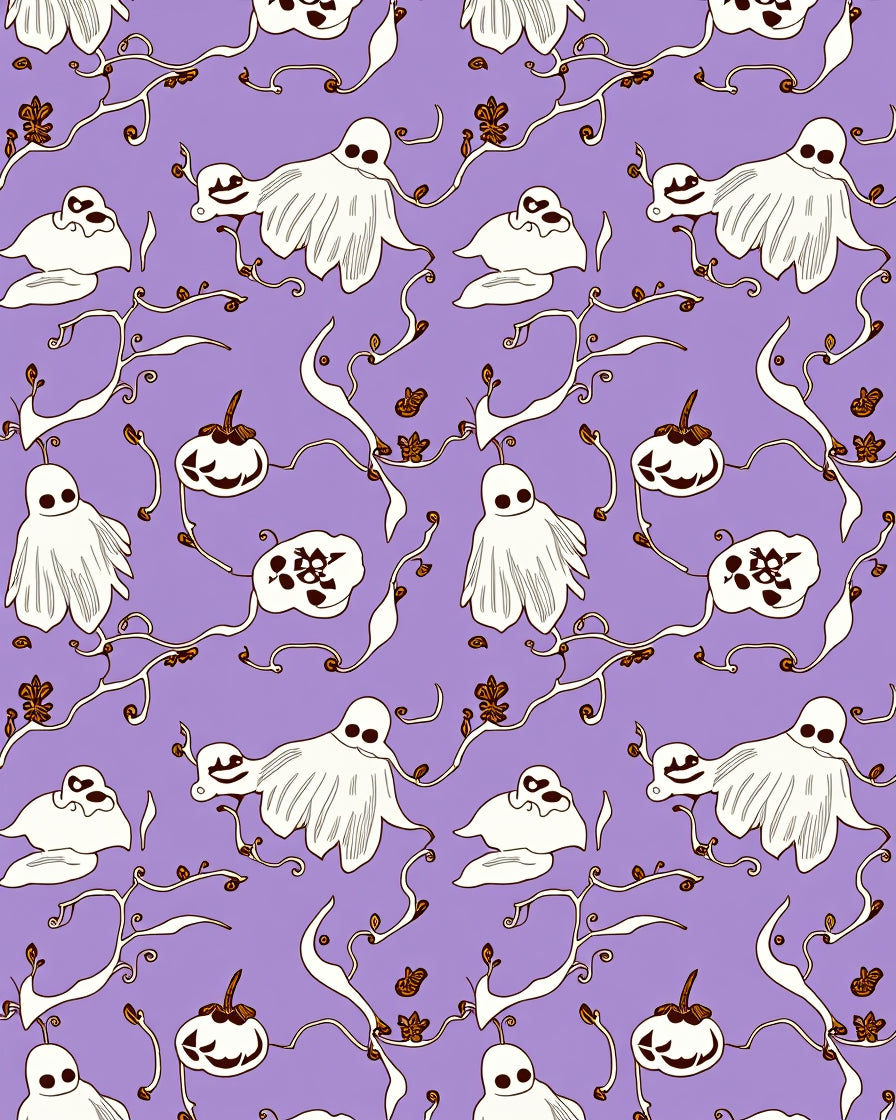 Playful Ghost Pumpkin Pattern Rug