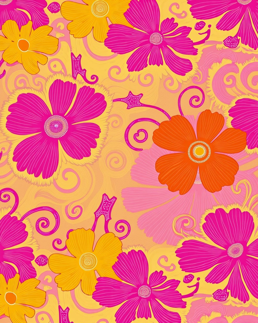Vibrant Floral Swirl Pattern Rug