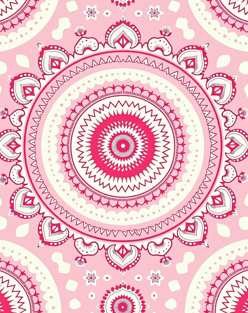 Pink Mandala Floral Pattern Rug