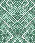 Geometric Green White Labyrinth Pattern Rug