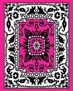 Bold Black Floral Pattern Rug