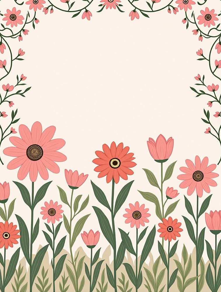 Pink Floral Garden Pattern Rug