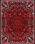 Intense Red Black Mandala Pattern Rug