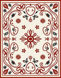 Crimson Floral Vines Pattern Rug