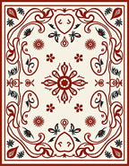 Crimson Floral Vines Pattern Rug
