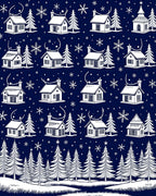 Whimsical Winter Village Snowflake Pattern Rug