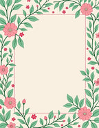 Pink Floral Vine Botanical Pattern Rug