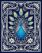 Majestic Blue Peacock Art Nouveau Rug