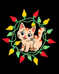 Cute Cat With Festive Lights Design Rug