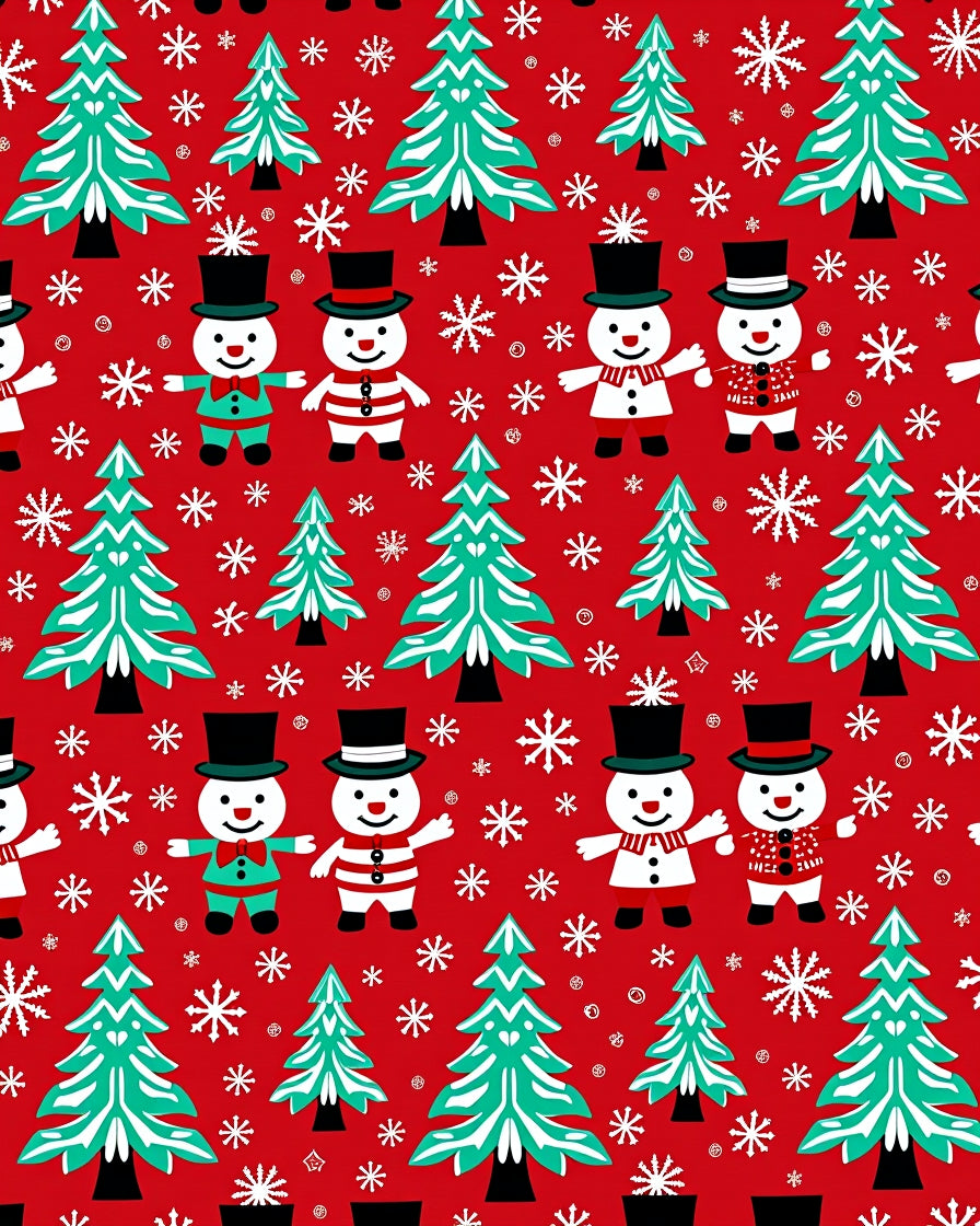 Holiday Snowmen Christmas Trees Rug