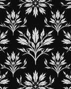 Elegant White Floral Black Pattern Rug