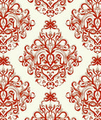 Red Ornate Flourish Pattern Rug