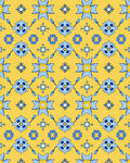 Blue Floral Pattern Yellow Background Rug