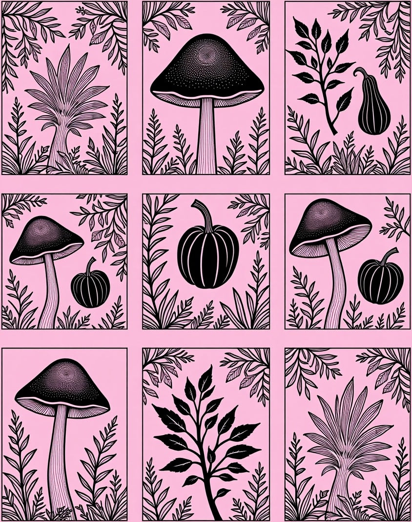 Botanical Mushroom Squash Print Rug