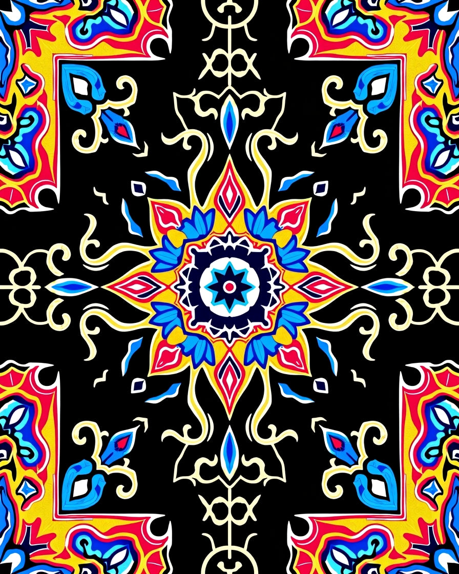 Colorful Radial Medallion Pattern Rug