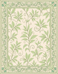 Delicate Green Leaf Vines Pattern Rug