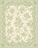 Delicate Green Leaf Vines Pattern Rug