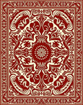 Ornate Ivory Red Floral Design Rug