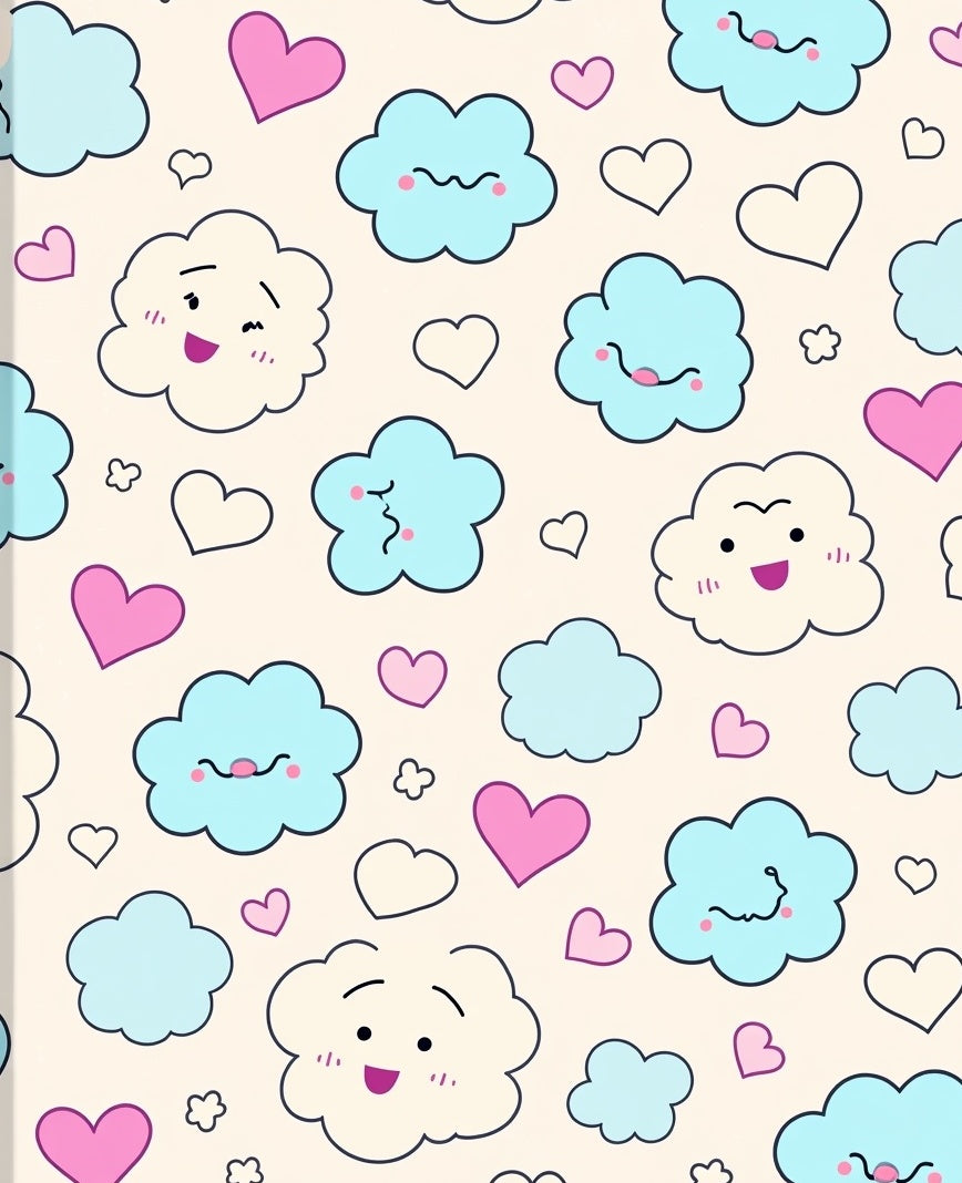 Happy Cloud Heart Pattern Rug