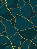 Deep Teal Gold Vein Pattern Rug