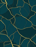 Deep Teal Gold Vein Pattern Rug