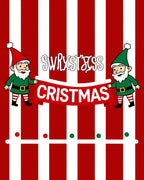 Striped Christmas Gnomes Greeting Rug