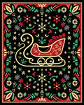 Festive Red Sleigh Floral Garland Rug